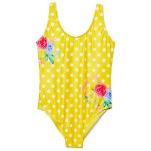Juicy couture swim yellow floral white polkadot
